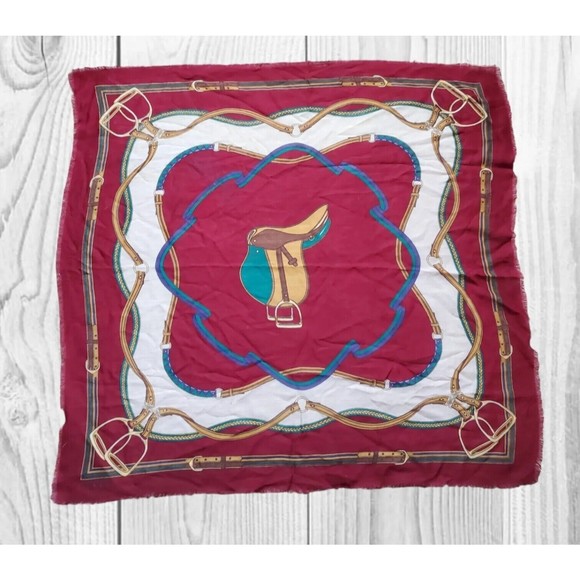 100% Wool Western Hankerchief Saddle Made in Japan Bandanna Scarf 35"x32… - Picture 1 of 9
